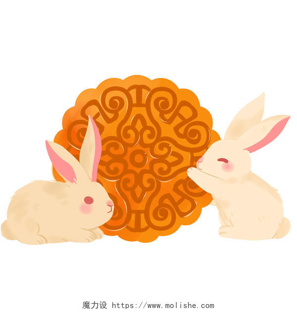 中秋 中秋节卡通手绘可爱中秋节月饼兔子免抠素材